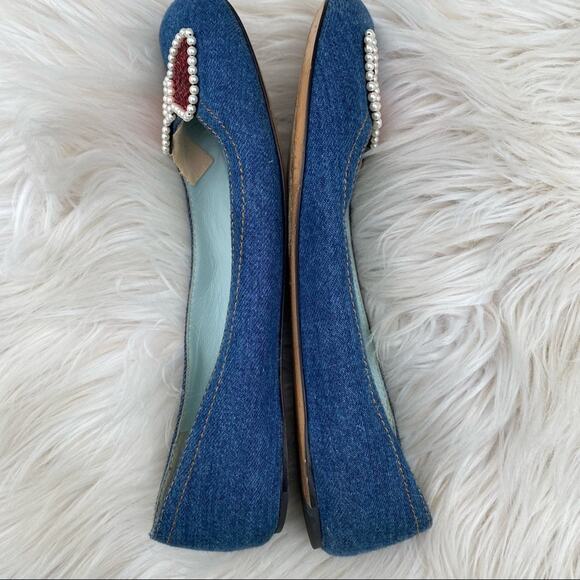 Marc Jacobs Denim & Sequins Bow Flats 40.5 - Picture 4 of 8